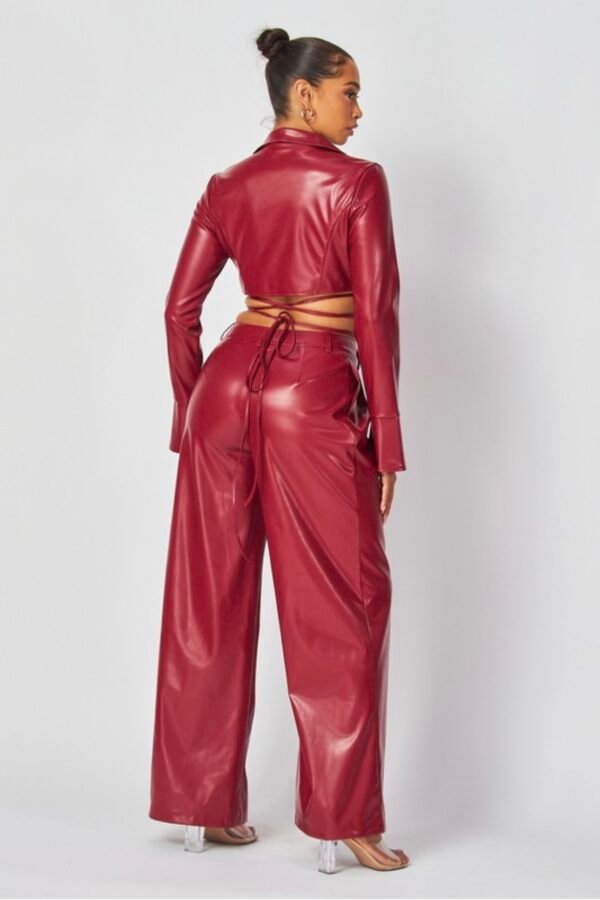 Faux Leather Jacket Set