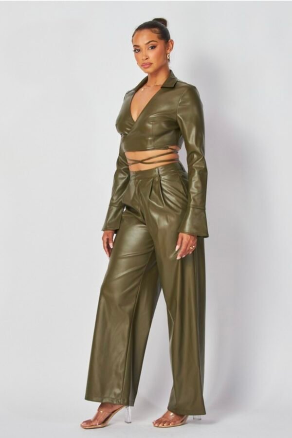 Faux Leather Jacket Set