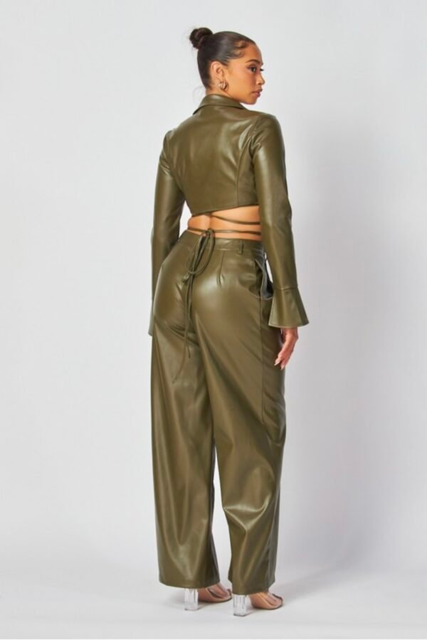 Faux Leather Jacket Set