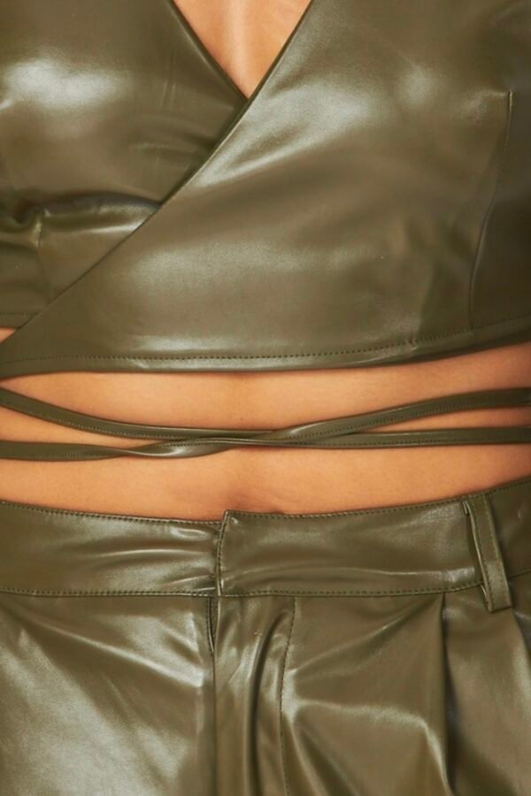 Faux Leather Jacket Set