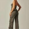 Screenshot Strapless Frayed Seam Deconstructed Denim Set