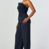 Pinstrioe Straple Top & Wide Leg Pant Set