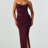 Strapless Mesh Corset High Slit Maxi Skirt Set