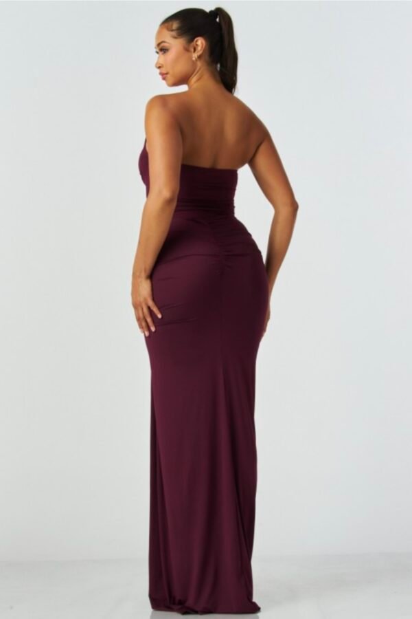 Strapless Mesh Corset High Slit Maxi Skirt Set