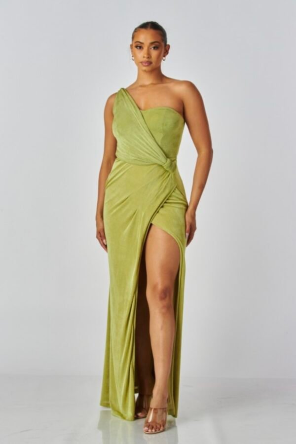 Celeste One-Shoulder Slinky Jersey Gown