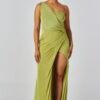 Celeste One-Shoulder Slinky Jersey Gown