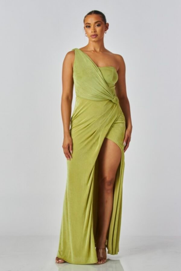 Celeste One-Shoulder Slinky Jersey Gown