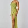 Celeste One-Shoulder Slinky Jersey Gown