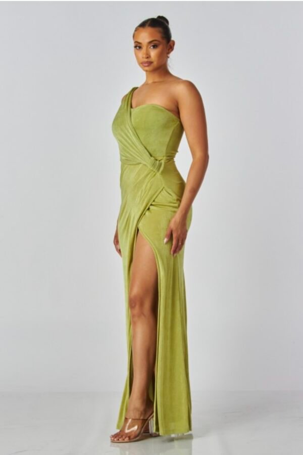 Celeste One-Shoulder Slinky Jersey Gown