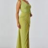 Celeste One-Shoulder Slinky Jersey Gown