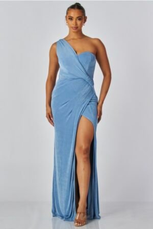 Celeste One-Shoulder Slinky Jersey Gown