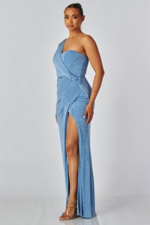 Celeste One-Shoulder Slinky Jersey Gown