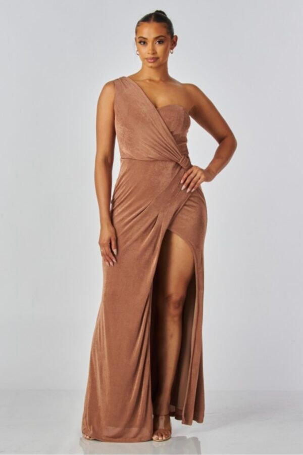 Celeste One-Shoulder Slinky Jersey Gown
