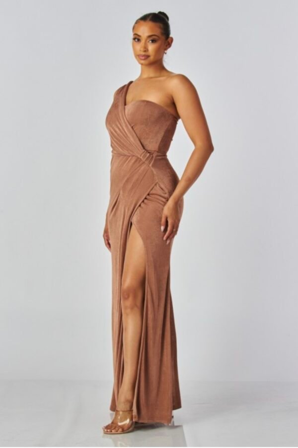 Celeste One-Shoulder Slinky Jersey Gown