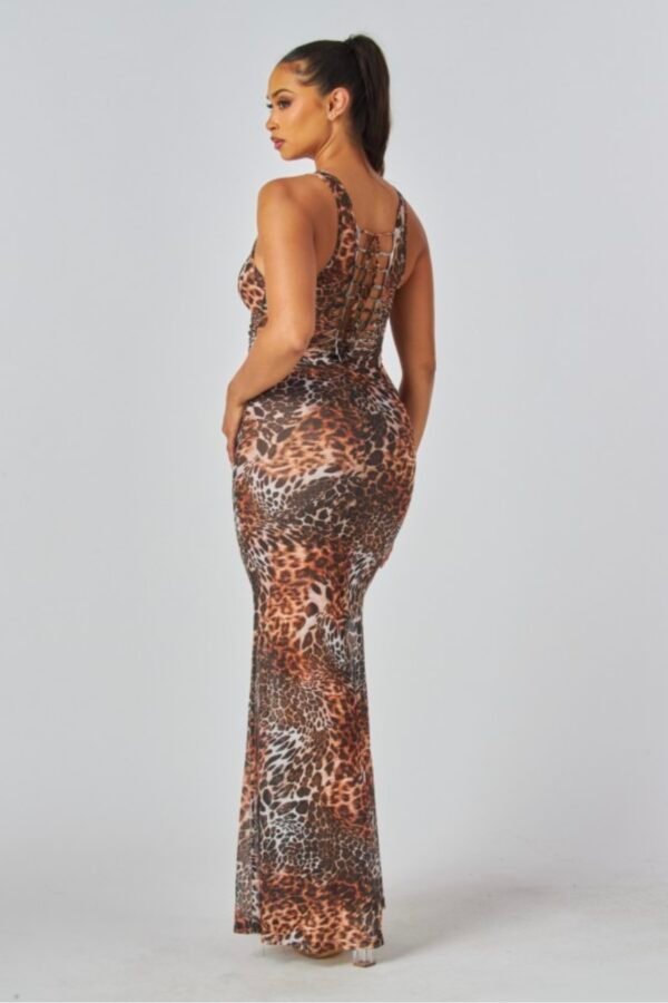 Screenshot Wild Instinct Leopard Printed Lace-Up Maxi Dress