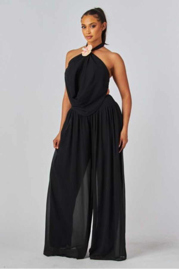 Orchid Flower Halter Top And Pant Set