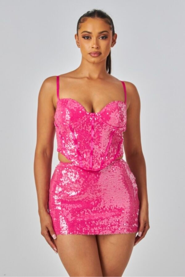 Sweetheart Structured Corset Top And Skirt Set