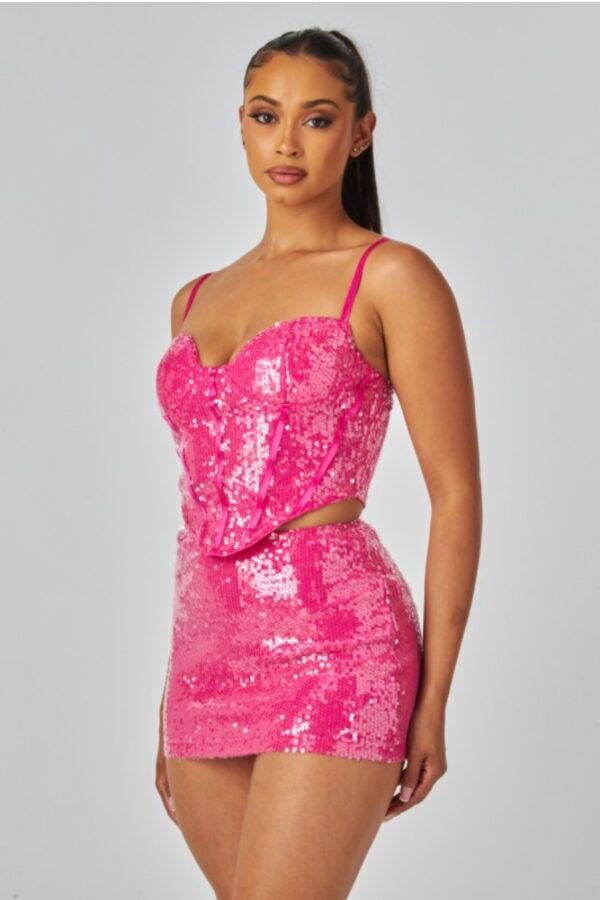Sweetheart Structured Corset Top And Skirt Set