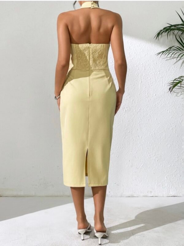 Timeless Elegance Tailor Halter Midi Dress