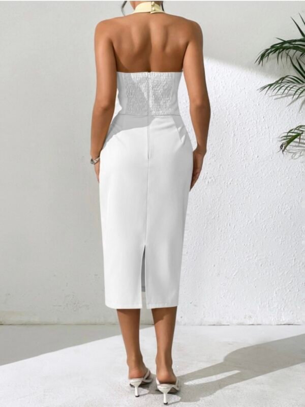 Timeless Elegance Tailor Halter Midi Dress