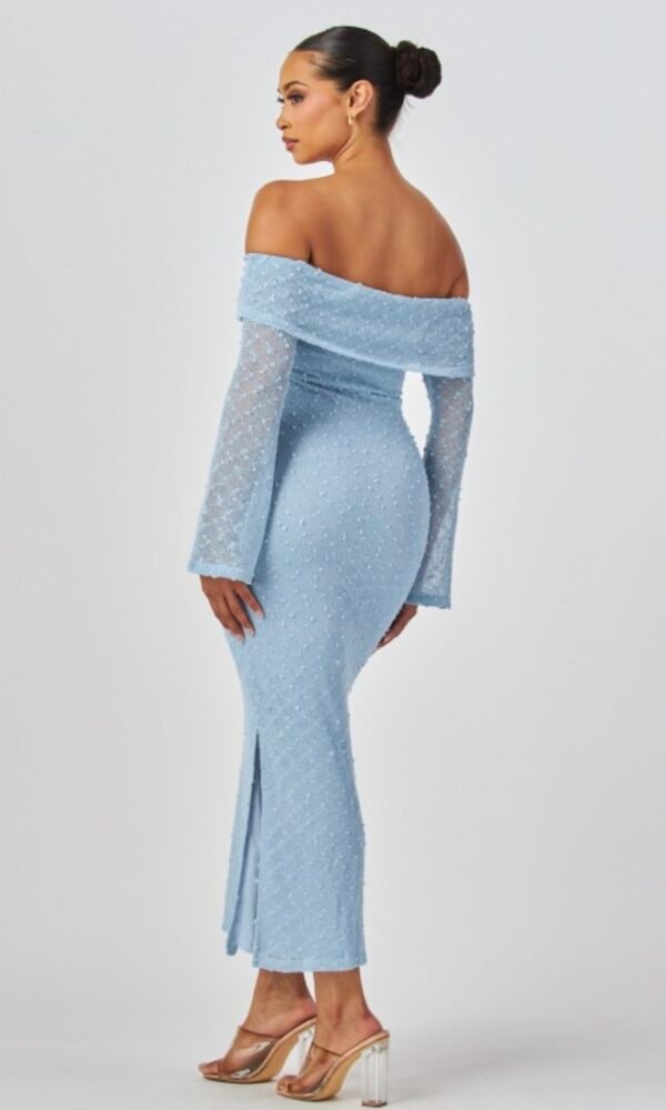 Golden Hour Off-Shoulder Texture Knit Gown