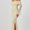 Golden Hour Off-Shoulder Texture Knit Gown