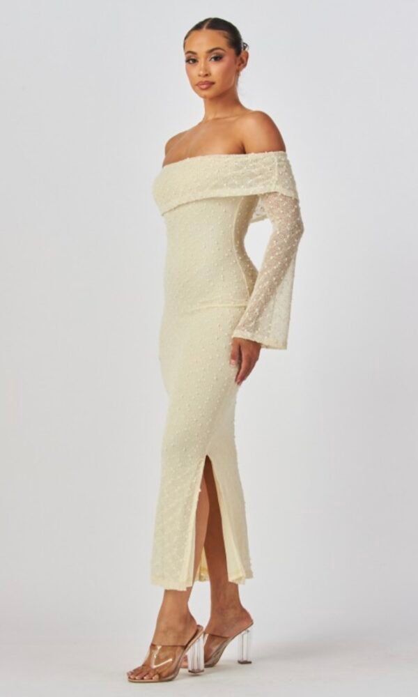 Golden Hour Off-Shoulder Texture Knit Gown