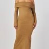 Golden Hour Off-Shoulder Texture Knit Gown