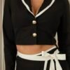 Crop Bell Button Up Two Piece Skort Sets
